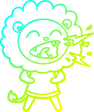 Bir insan tarafından çizilmiş kükreyen bir aslanın soğuk çizgi çizimi.