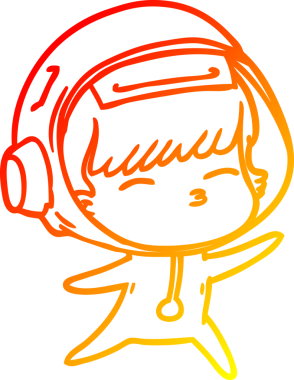 Bir insan tarafından çizilen çizgi film meraklısı astronotun sıcak gradyan çizimi