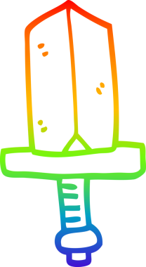 Gökkuşağı gradyan çizgi çizimi Bir insan tarafından çizilmiş mücevherli hançer