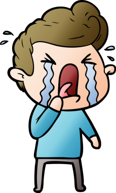 Bir insan tarafından çizilmiş ağlayan bir karikatür.