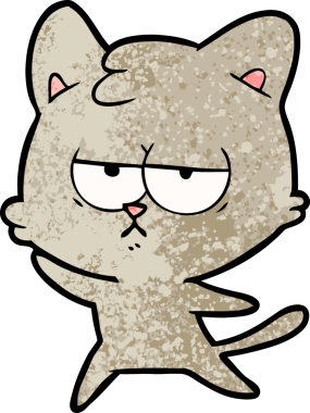 Bir insan tarafından çizilmiş sıkıcı çizgi film kedisi.