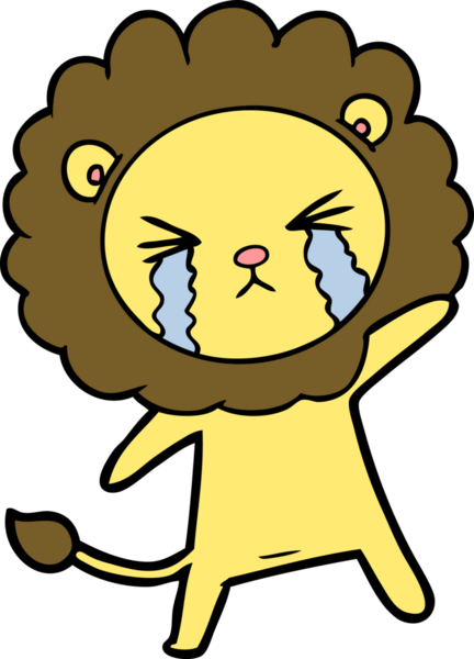 Bir insan tarafından çizilmiş ağlayan bir aslan.