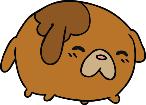 Bir insan tarafından çizilmiş kawai köpeği karikatürü.