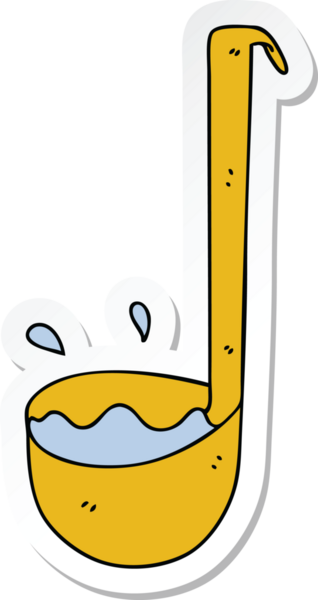 Bir insan tarafından çizilmiş garip bir el kepçesinin çıkartması.