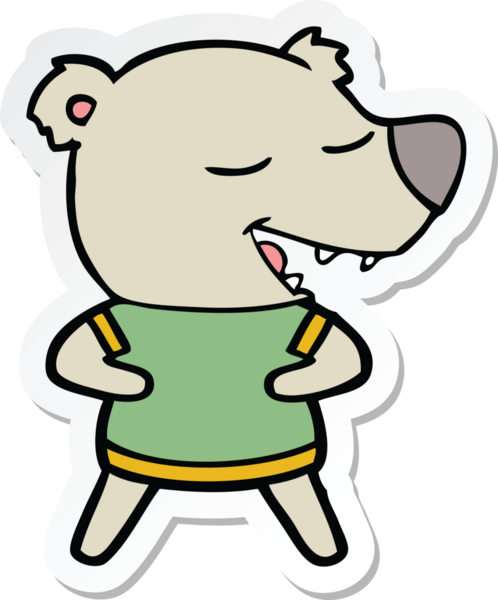 Bir insan tarafından çizilmiş çizgi film ayısının çıkartması.