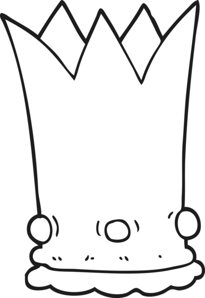 Bir insan tarafından çizilmiş siyah beyaz karikatür tacı.