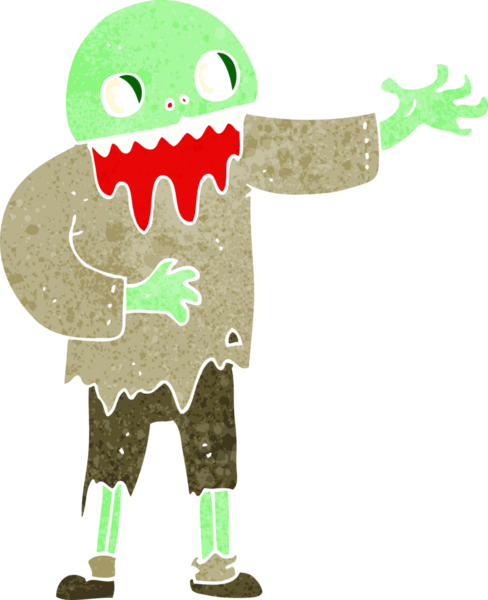 Bir insan tarafından çizilmiş ürkütücü bir zombi çizgi filmi.