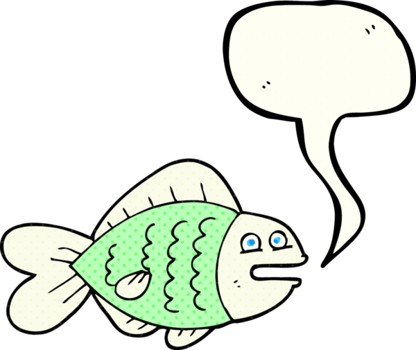 El yazısıyla çizilmiş çizgi roman konuşma balonu bir insan tarafından çizilmiş komik balık.