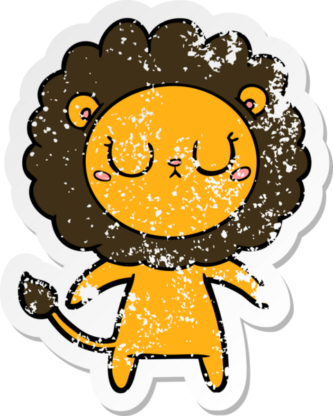 Bir insan tarafından çizilmiş karikatür aslanının sıkıntılı çıkartması.