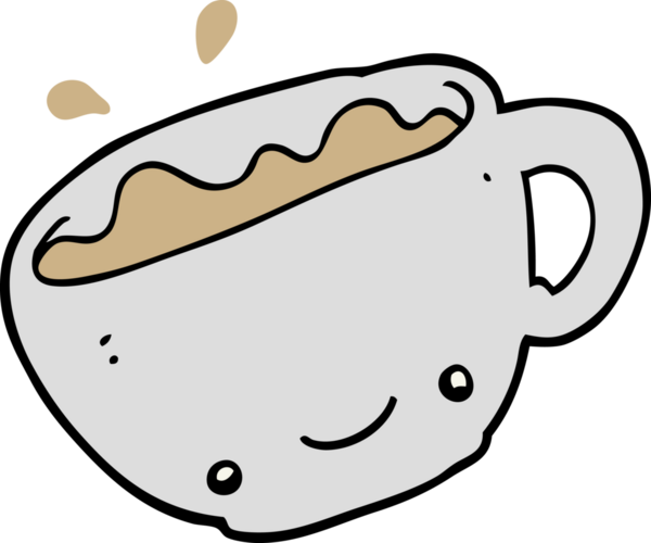 Bir insan tarafından çizilmiş bir fincan kahve.