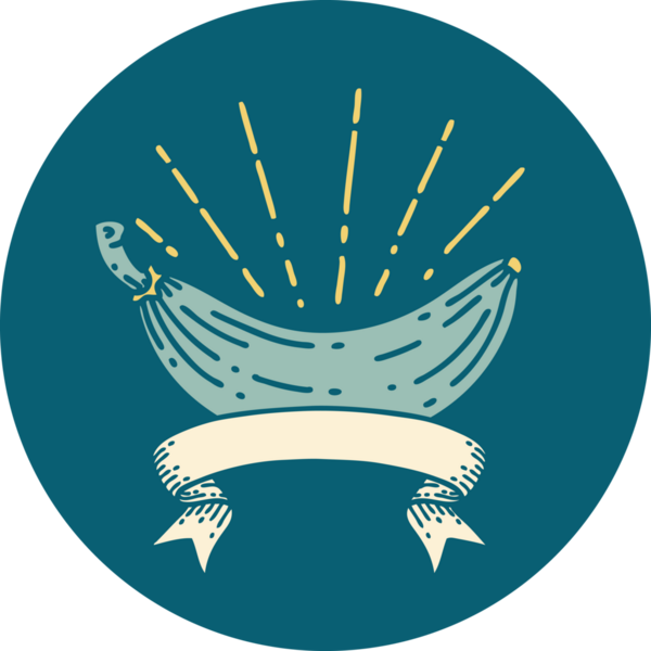 Bir insan tarafından çizilmiş bir muz dövmesi simgesi