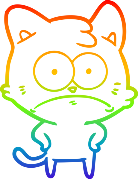 Gökkuşağı gradyan çizgi çizimi Bir insan tarafından çizilmiş gergin kedi