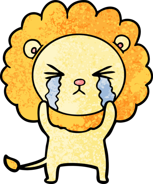 Bir insan tarafından çizilmiş ağlayan bir aslan.