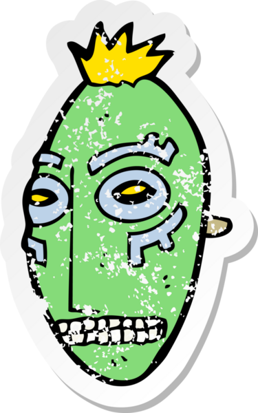 Bir insan tarafından çizilmiş kabile maskesinin gerilimli çıkartması.