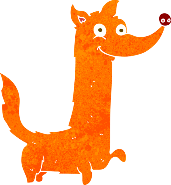 Bir insan tarafından çizilmiş mutlu bir köpek.