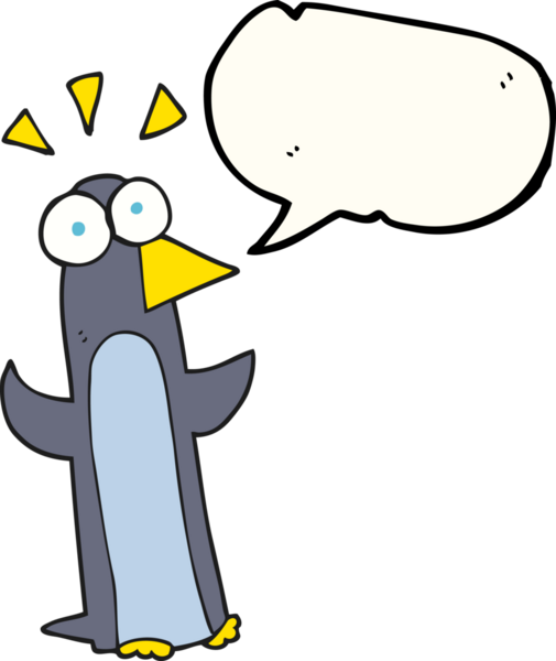 Bir insan tarafından çizilen serbest konuşma balonu karikatürü penguenleri şaşırttı