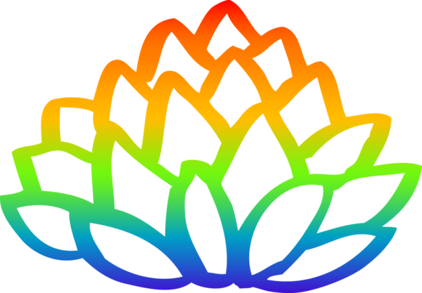 gökkuşağı gradyan çizgi çizimi bir insan tarafından çizilmiş çiçek açan nilüfer çiçeği