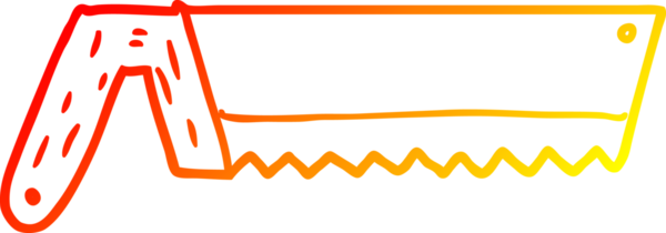 Bir insan tarafından çizilmiş eski bir testere karikatürünün sıcak eğimli çizimi