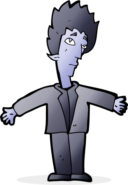 Bir insan tarafından çizilmiş vampir adam çizgi filmi.