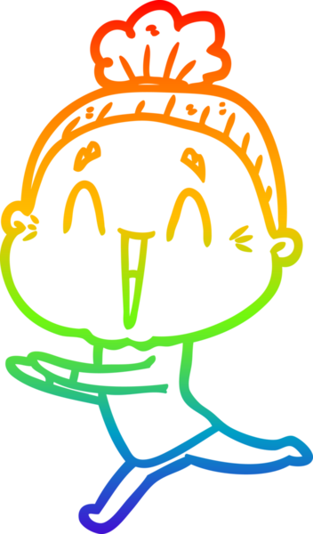 Gökkuşağı gradyan çizgi çizimi Bir insan tarafından çizilmiş mutlu yaşlı kadın