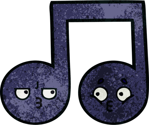 Bir insan tarafından çizilmiş müzikal notanın retro grunge desen karikatürü