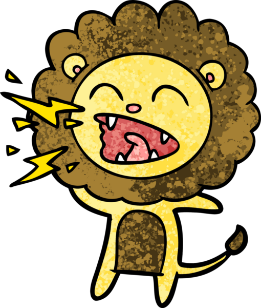 Bir insan tarafından çizilmiş kükreyen aslan çizgi filmi.