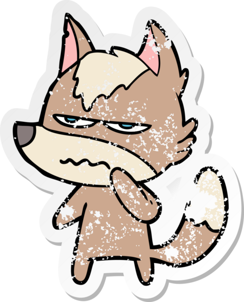 Bir insan tarafından çizilmiş kızgın bir kurdun sıkıntılı çıkartması.