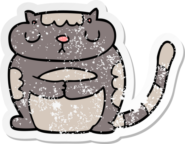 Bir insan tarafından çizilmiş şirin bir çizgi film kedisinin sıkıntılı çıkartması.