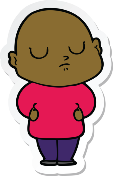 Bir insan tarafından çizilmiş kel bir adamın çıkartması.