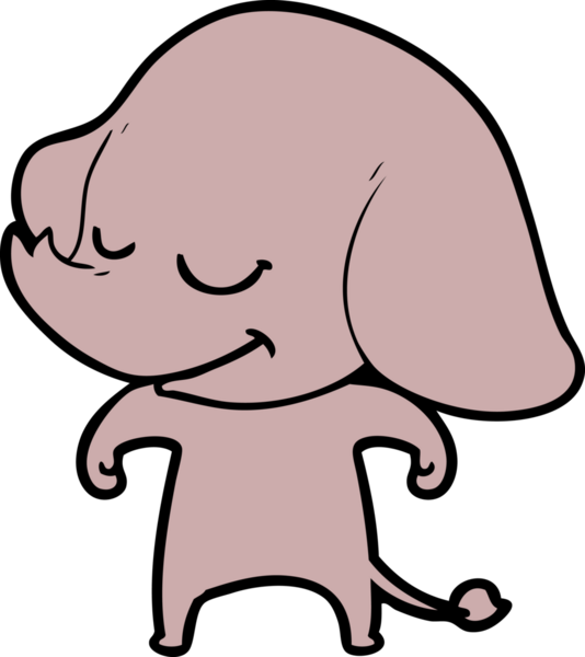 Bir insan tarafından çizilmiş gülümseyen bir fil.