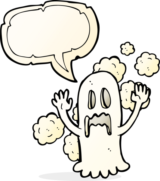 Bir insan tarafından çizilmiş konuşma baloncuğu olan karikatür hayaleti.