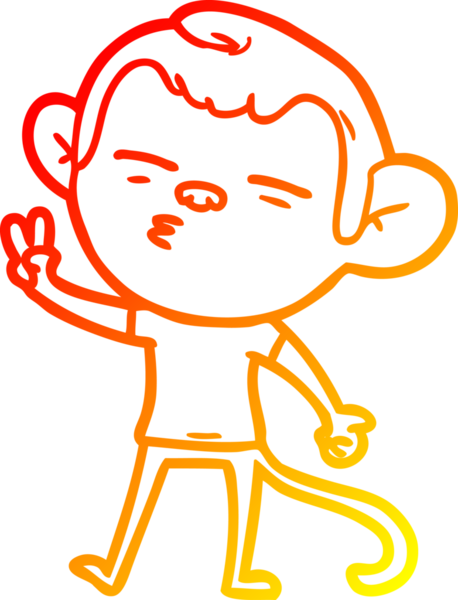 Bir insan tarafından çizilmiş şüpheli bir maymunun sıcak çizgi çizimi