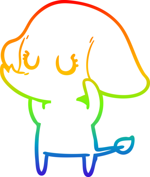 Gökkuşağı gradyan çizgisi bir insan tarafından çizilmiş şirin bir fil çizimi