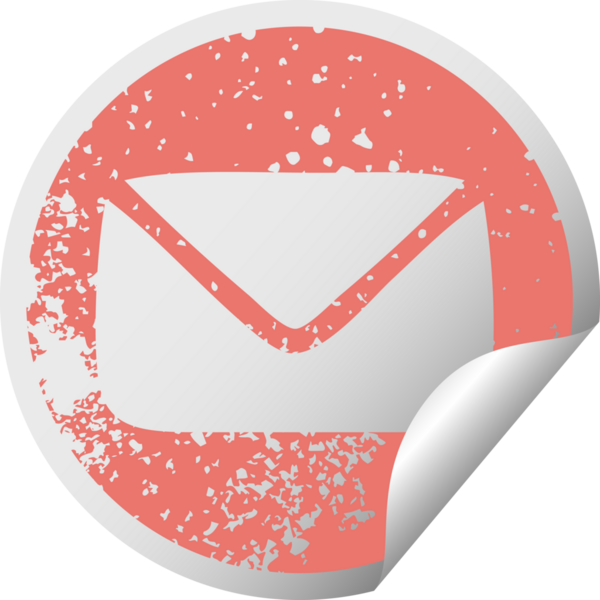 Bir insan tarafından çizilen kağıt zarfın çizilmiş dairesel kabuk soyma etiketi.