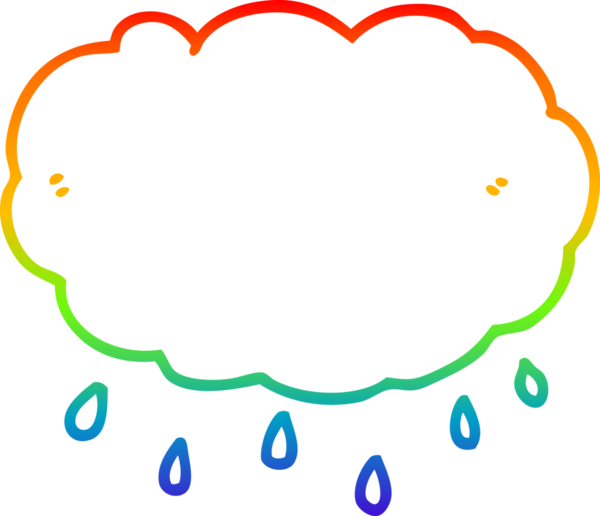 Bir insan tarafından çizilen yağmur bulutunun gökkuşağı gradyanı çizimi