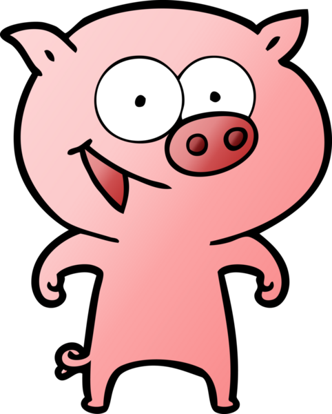 Bir insan tarafından çizilmiş neşeli domuz çizgi filmi.