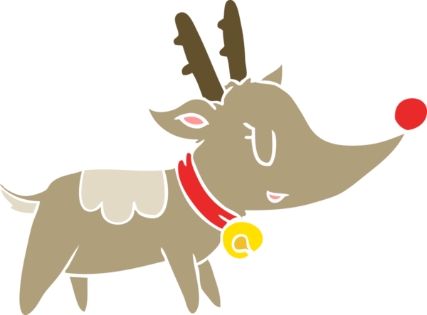 Bir insan tarafından çizilmiş düz renk çizgi film Noel Ren geyiği