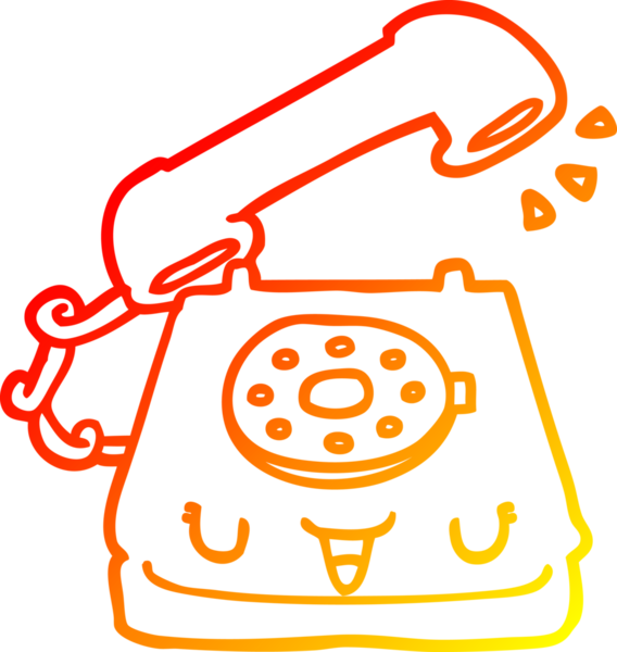 Bir insan tarafından çizilmiş şirin bir çizgi telefonun sıcak gradyan çizgisi.