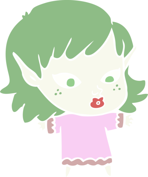 Bir insan tarafından çizilmiş düz renkli bir elf kızı.