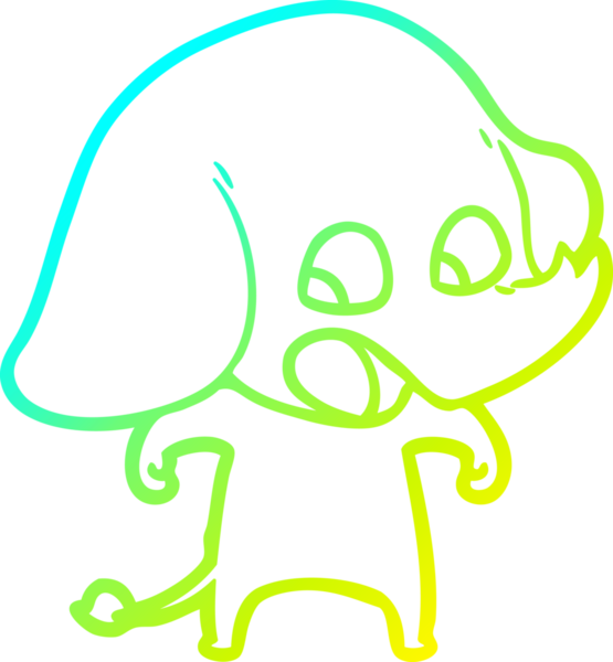 Bir insan tarafından çizilmiş şirin bir filin soğuk gradyan çizgisi