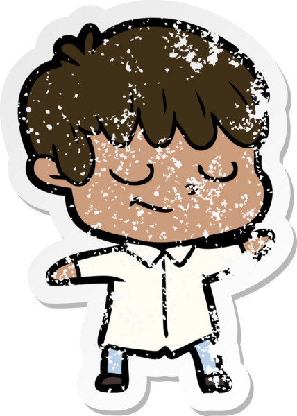 Bir insan tarafından çizilmiş mutlu bir çocuğun sıkıntılı çıkartması.