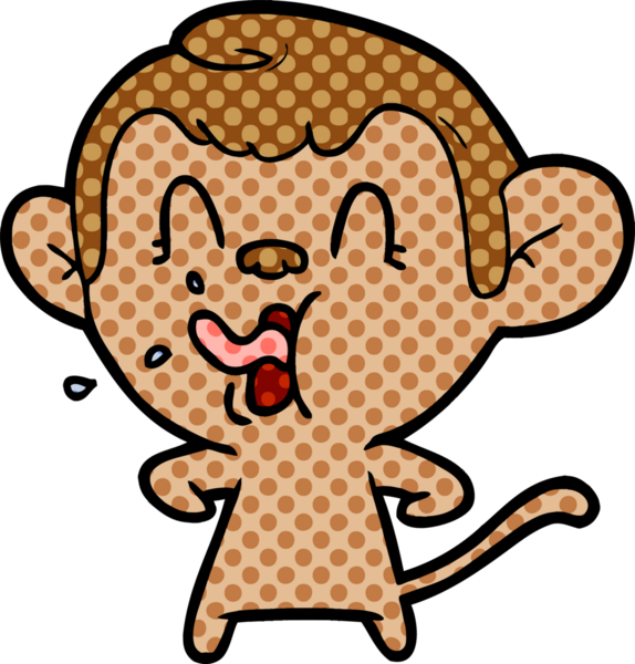 Bir insan tarafından çizilmiş çılgın çizgi film maymunu