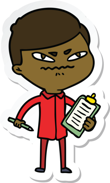 Bir insan tarafından çizilmiş kızgın bir adamın çıkartması.