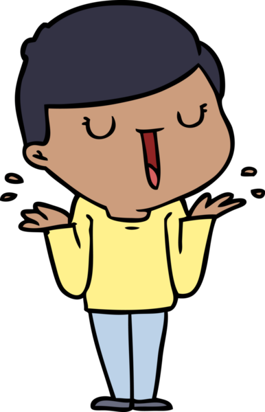 Bir insan tarafından çizilmiş tasasız mutlu çocuk çizgi filmi.