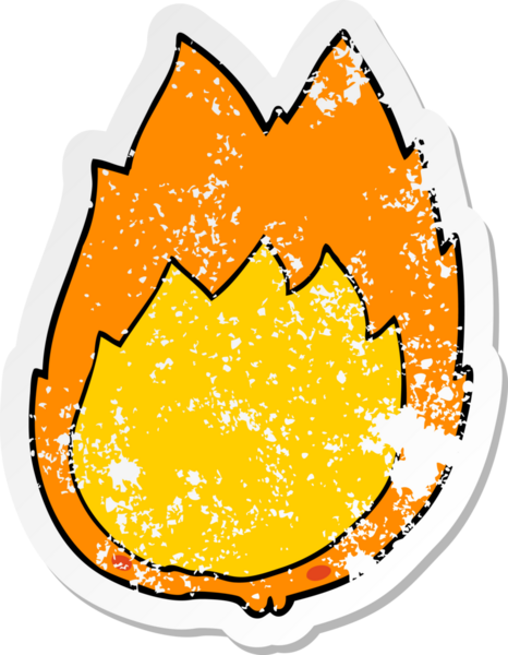 Bir insan tarafından çizilmiş bir çizgi film alevinin sıkıntılı çıkartması.