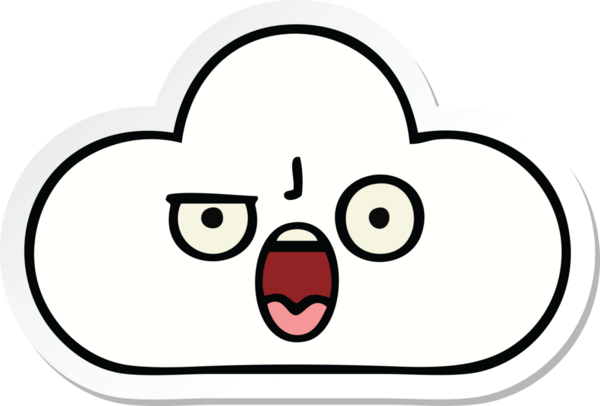 Bir insan tarafından çizilmiş şirin bir karikatür bulutunun çıkartması.