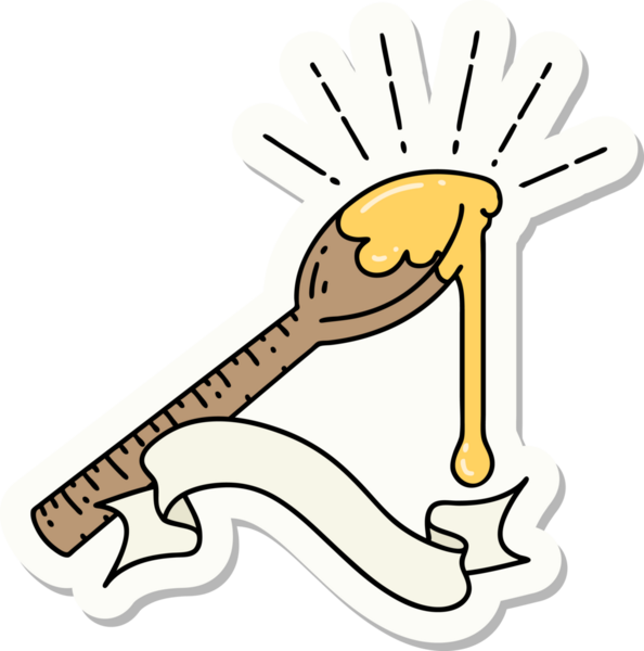 Bir insan tarafından çizilmiş bal dolu dövme stili çıkartması.