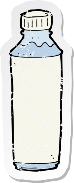 Bir insan tarafından çizilmiş karikatür su şişesinin gerilimli yapıştırması.