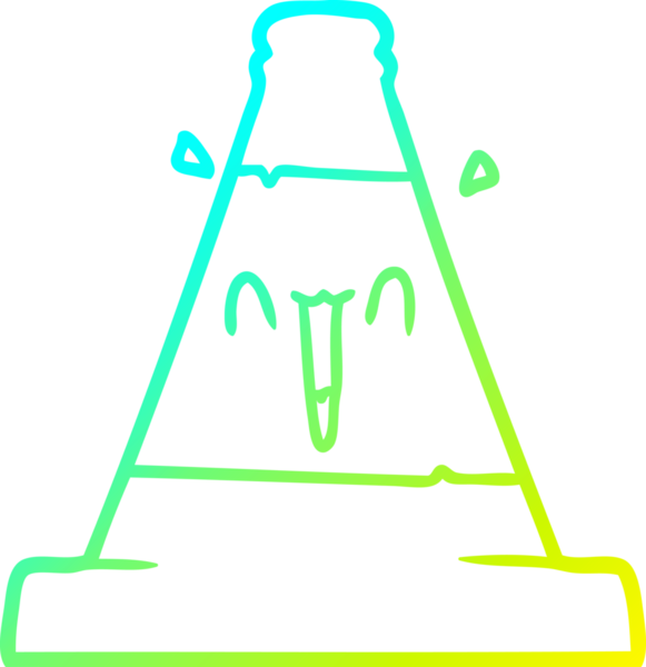 Bir insan tarafından çizilmiş trafik konisinin soğuk gradyan çizgisi.