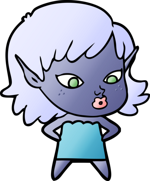 Bir insan tarafından çizilmiş güzel elf kızı.